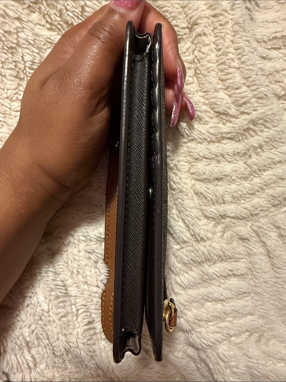 Michael Kors "Brown/Luggage" MK Sig Saffiano Slim Tech Wristlet - Picture 6 of 8